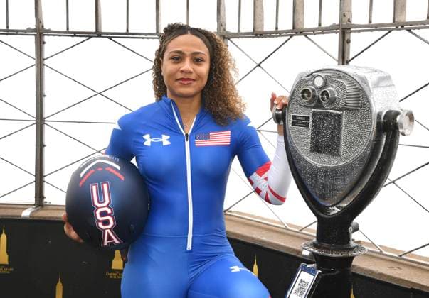 NEW YORK, NY- MARCH 5: Azaria Hill visits the Empire State Building Following her Olympic Debut at the 2026 Milan Cortina Winter Olympics on March 5, 2026 in New York City. Copyright: xmpi099x