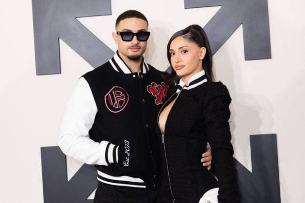 PFW - Off White Photocall Miguel Harichi and Leah Kateb attends the Off-White Womenswear Fall Winter 2026-2027 show as part of Paris Fashion Week (PFW) on March 5, 2026 in Paris, France. Photo by Alexis Jumeau ABACAPRESS.COM Paris France  Copyright: xJumeauxAlexis ABACAx