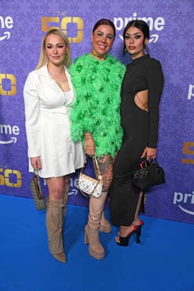 Anita Latifi with sister Elsa Latifi, Kate Merlan at the premiere of THE 50 season 3 by Prime Video at the Cinedom in Cologne on 05 03 2026