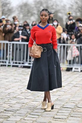 PFW Loewe Outside Arrivals Jayme Lawson arriving at the Loewe show during Fashion Week in Paris, France on March 6, 2026. Photo by Julien Reynaud APS-Medias ABACAPRESS.COM Paris France  Copyright: xReynaudxJulien APS-Medias ABACAx