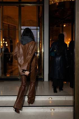 Exclusive Irina Shayk in brown Haikure AW26 leather pants and jacket as she returns to her hotel in Paris during Paris Fashion Week PFW March 6, 2026 Julien Sarkissian Bestimage EXCLUSIVE Paris, FRANCE Irina Shayk turns heads in full Haikure AW26 look as she returns her hotel in Paris this evening Pictured Irina Shayk Paris France  Copyright: xJulienxSarkissianx xBestimagexJulienxSarkissianx xBestimagex