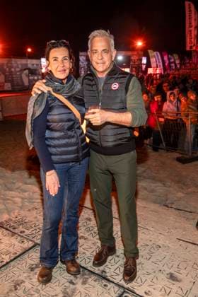 abb friend Nicole Toursarkissian and Florian Fitz as guests at the beach Falckellauf at 10 years Baltic Lights 2026 celebrity charity sled dog race in favor of Welthungerhilfe at the Baltic Sea between the Seebruecke Ahlbeck and the Seebruecke Heringsdorf , Friday 06 03 2026 in Heringsdorf MV Germany