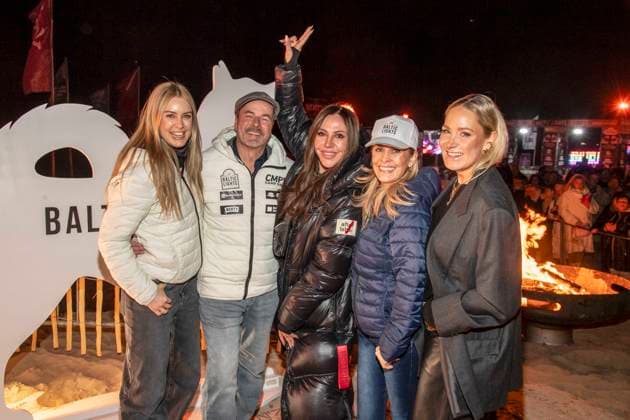 abb Nina Ensmann, Till Demtroeder, Simone Thomalla, Anja Lanaeus and Janine Kunze as guests on the beach at 10 years of Baltic Lights 2026 celebrity charity sled dog race in aid of Welthungerhilfe on the Baltic Sea between the Ahlbeck sea bridge and the Heringsdorf sea bridge , Friday 06 03 2026 in Heringsdorf MV Germany