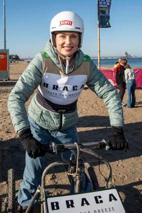 abb Sanna Englund as a guest on the beach at the 10th anniversary of Baltic Lights 2026 celebrity charity sled dog race in aid of Welthungerhilfe on the Baltic Sea between the Ahlbeck sea bridge and the Heringsdorf sea bridge, Friday 06 03 2026 in Heringsdorf MV Germany