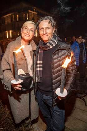 abb Sanna Englund and Marco Fischer husband as guests on the beach Falckellauf at 10 years Baltic Lights 2026 celebrity charity sled dog race in favor of Welthungerhilfe at the Baltic Sea between the sea bridge Ahlbeck and the sea bridge Heringsdorf , Friday 06 03 2026 in Heringsdorf MV Germany