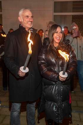 abb Rene M and Simone Thomalla friend as guest at the beach Falckellauf at 10 years Baltic Lights 2026 celebrity charity sled dog race in favor of the Welthungerhilfe at the Baltic Sea between the Seebruecke Ahlbeck and the Seebruecke Heringsdorf , Friday 06 03 2026 in Heringsdorf MV Germany