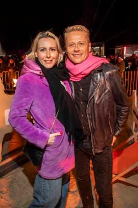 abb Franziska Hippe and Roman Knizka as guests on the beach at the 10th anniversary of Baltic Lights 2026 celebrity charity sled dog race in aid of Welthungerhilfe on the Baltic Sea between the Ahlbeck sea bridge and the Heringsdorf sea bridge, Friday 06 03 2026 in Heringsdorf MV Germany
