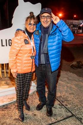 abb Christine Stumph and Wolfgang Stumph as guests on the beach at the 10th anniversary of Baltic Lights 2026 celebrity charity sled dog race in aid of Welthungerhilfe on the Baltic Sea between the Ahlbeck and Heringsdorf sea bridges, Friday 06 03 2026 in Heringsdorf MV Germany
