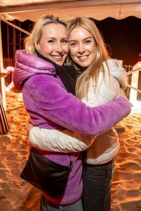 abb Franziska Hippe with Nina Ensmann as guests on the beach at 10 years Baltic Lights 2026 celebrity charity sled dog race in aid of Welthungerhilfe on the Baltic Sea between the Ahlbeck and Heringsdorf sea bridges, Friday 06 03 2026 in Heringsdorf MV Germany