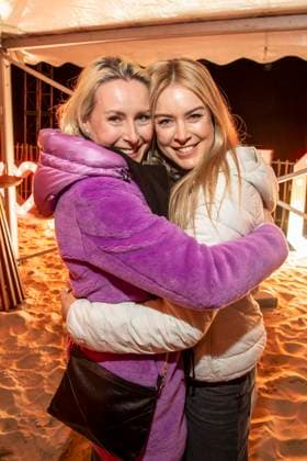 abb Franziska Hippe with Nina Ensmann as guests on the beach at 10 years Baltic Lights 2026 celebrity charity sled dog race in aid of Welthungerhilfe on the Baltic Sea between the Ahlbeck and Heringsdorf sea bridges, Friday 06 03 2026 in Heringsdorf MV Germany
