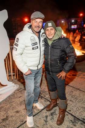 abb Till Demtroeder and Erdogan Atalay as guests on the beach at the 10th anniversary of Baltic Lights 2026 celebrity charity sled dog race in aid of Welthungerhilfe on the Baltic Sea between the Ahlbeck sea bridge and the Heringsdorf sea bridge, Friday 06 03 2026 in Heringsdorf MV Germany