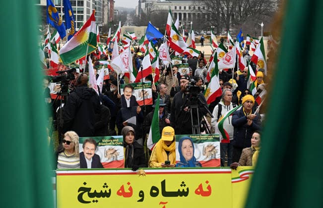 Free Iran demonstration takes place in Washington DC Free Iran demonstrators hold a rally in front of the US Capitol on March 7, 2026 in Washington, DC. Photo by Olivier Douliery ABACAPRESS.COM Washington DC United States  Copyright: xDoulieryxOlivier ABACAx