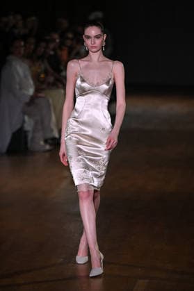 PFW Georges Hobeika Runway A model walks the runway at the Georges Hobeika show during Fashion Week in Paris, France on March 7, 2026. Photo by Julien Reynaud APS-Medias ABACAPRESS.COM Paris France  Copyright: xReynaudxJulien APS-Medias ABACAx