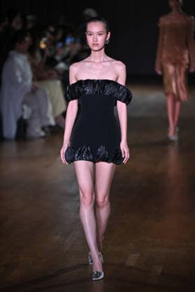 PFW Georges Hobeika Runway A model walks the runway at the Georges Hobeika show during Fashion Week in Paris, France on March 7, 2026. Photo by Julien Reynaud APS-Medias ABACAPRESS.COM Paris France  Copyright: xReynaudxJulien APS-Medias ABACAx