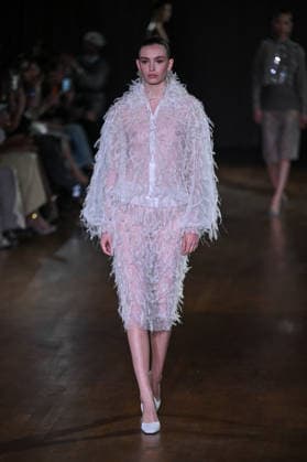PFW Georges Hobeika Runway A model walks the runway at the Georges Hobeika show during Fashion Week in Paris, France on March 7, 2026. Photo by Julien Reynaud APS-Medias ABACAPRESS.COM Paris France  Copyright: xReynaudxJulien APS-Medias ABACAx