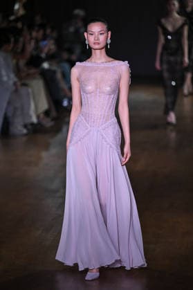 PFW Georges Hobeika Runway A model walks the runway at the Georges Hobeika show during Fashion Week in Paris, France on March 7, 2026. Photo by Julien Reynaud APS-Medias ABACAPRESS.COM Paris France  Copyright: xReynaudxJulien APS-Medias ABACAx