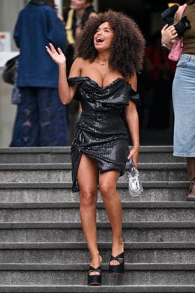PFW Vivienne Westwood Outside Arrivals Paola Locatelli arriving at the Vivienne Westwood show during Fashion Week in Paris, France on March 7, 2026. Photo by Julien Reynaud APS-Medias ABACAPRESS.COM Paris France  Copyright: xReynaudxJulien APS-Medias ABACAx