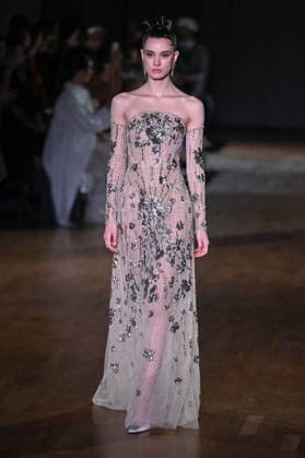 PFW Georges Hobeika Runway A model walks the runway at the Georges Hobeika show during Fashion Week in Paris, France on March 7, 2026. Photo by Julien Reynaud APS-Medias ABACAPRESS.COM Paris France  Copyright: xReynaudxJulien APS-Medias ABACAx