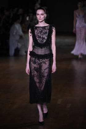 PFW Georges Hobeika Runway A model walks the runway at the Georges Hobeika show during Fashion Week in Paris, France on March 7, 2026. Photo by Julien Reynaud APS-Medias ABACAPRESS.COM Paris France  Copyright: xReynaudxJulien APS-Medias ABACAx