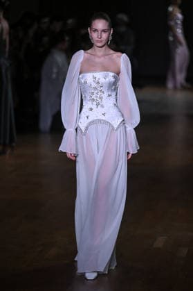 PFW Georges Hobeika Runway A model walks the runway at the Georges Hobeika show during Fashion Week in Paris, France on March 7, 2026. Photo by Julien Reynaud APS-Medias ABACAPRESS.COM Paris France  Copyright: xReynaudxJulien APS-Medias ABACAx