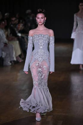 PFW Georges Hobeika Runway A model walks the runway at the Georges Hobeika show during Fashion Week in Paris, France on March 7, 2026. Photo by Julien Reynaud APS-Medias ABACAPRESS.COM Paris France  Copyright: xReynaudxJulien APS-Medias ABACAx