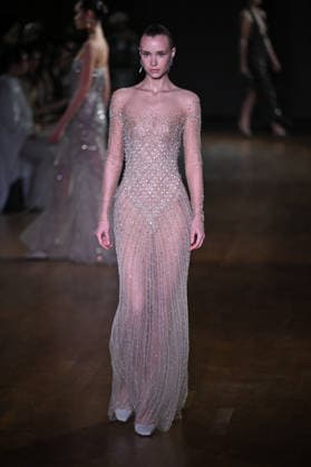 PFW Georges Hobeika Runway A model walks the runway at the Georges Hobeika show during Fashion Week in Paris, France on March 7, 2026. Photo by Julien Reynaud APS-Medias ABACAPRESS.COM Paris France  Copyright: xReynaudxJulien APS-Medias ABACAx