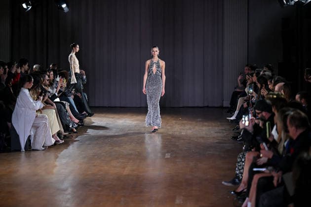 PFW Georges Hobeika Runway A model walks the runway at the Georges Hobeika show during Fashion Week in Paris, France on March 7, 2026. Photo by Julien Reynaud APS-Medias ABACAPRESS.COM Paris France  Copyright: xReynaudxJulien APS-Medias ABACAx