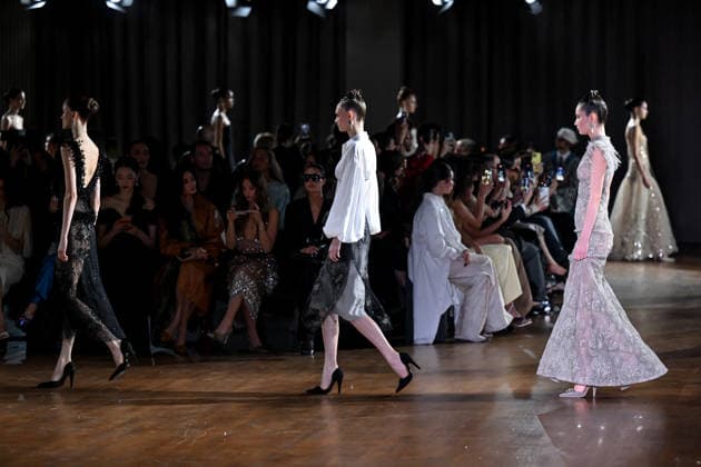 PFW Georges Hobeika Runway A model walks the runway at the Georges Hobeika show during Fashion Week in Paris, France on March 7, 2026. Photo by Julien Reynaud APS-Medias ABACAPRESS.COM Paris France  Copyright: xReynaudxJulien APS-Medias ABACAx