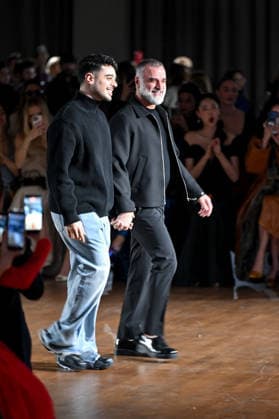 PFW Georges Hobeika Runway Jad Hobeika and Georges Hobeika walk the runway at the Georges Hobeika show during Fashion Week in Paris, France on March 7, 2026. Photo by Julien Reynaud APS-Medias ABACAPRESS.COM Paris France  Copyright: xReynaudxJulien APS-Medias ABACAx