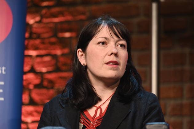 Author Dana von Suffrin reads and speaks at Lit Cologne, the international literature festival