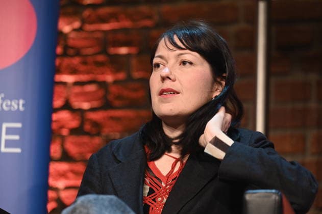 Author Dana von Suffrin reads and speaks at Lit Cologne, the international literature festival