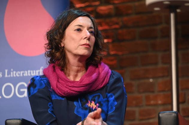 Author Eva Menasse reads and speaks at Lit Cologne, the international literature festival