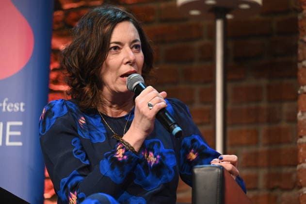 Author Eva Menasse reads and speaks at Lit Cologne, the international literature festival