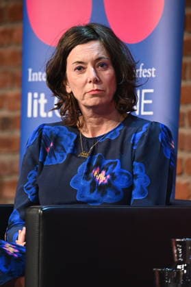 Author Eva Menasse reads and speaks at Lit Cologne, the international literature festival