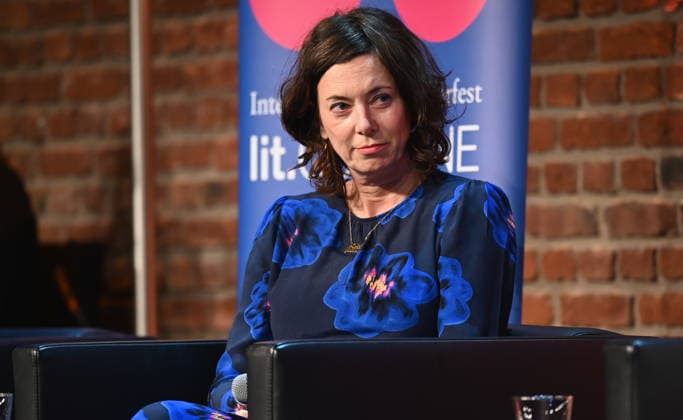 Author Eva Menasse reads and speaks at Lit Cologne, the international literature festival