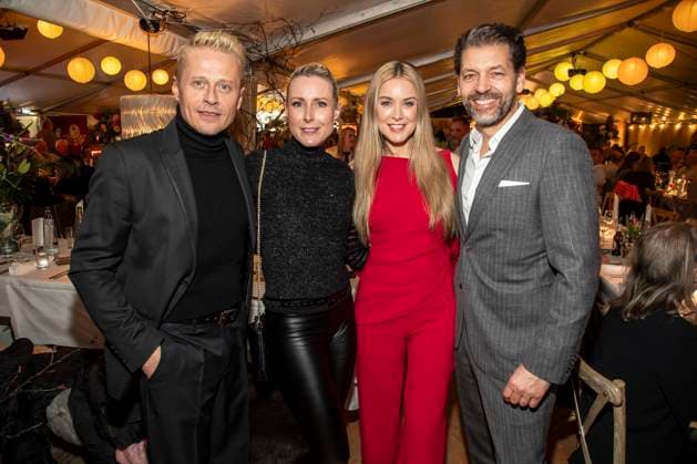 abb Roman Knizka, Franziska Hippe, Nina Ensmann and Marc Demmig as guests at the gala dinner award ceremony at the 10th anniversary Baltic Lights Night 2026 celebrity charity sled dog race in aid of Welthungerhilfe on the Baltic Sea between the Ahlbeck sea bridge and the Heringsdorf sea bridge, Saturday 07 03 2026 in Heringsdorf MV Germany