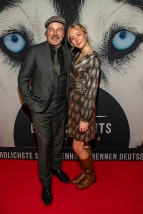 abb Til Demtroeder with daughter Lina host at the gala dinner award ceremony at 10 years Baltic Lights Night 2026 celebrity charity sled dog race in favor of the Welthungerhilfe at the Baltic Sea between the Seebruecke Ahlbeck and the Seebruecke Heringsdorf, Saturday 07 03 2026 in Heringsdorf MV Germany