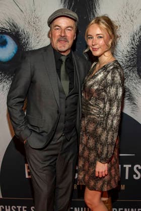 abb Til Demtroeder with daughter Lina host at the gala dinner award ceremony at 10 years Baltic Lights Night 2026 celebrity charity sled dog race in favor of the Welthungerhilfe at the Baltic Sea between the Seebruecke Ahlbeck and the Seebruecke Heringsdorf, Saturday 07 03 2026 in Heringsdorf MV Germany