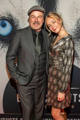 abb Til Demtroeder with daughter Lina host at the gala dinner award ceremony at 10 years Baltic Lights Night 2026 celebrity charity sled dog race in favor of the Welthungerhilfe at the Baltic Sea between the Seebruecke Ahlbeck and the Seebruecke Heringsdorf, Saturday 07 03 2026 in Heringsdorf MV Germany