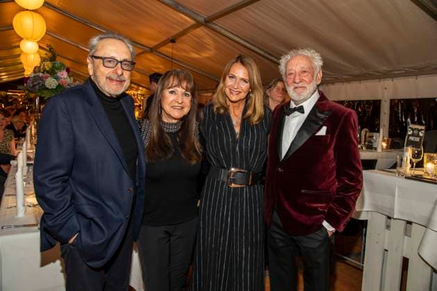 abb Wolfgang Stumph, Christine Stumph Christiane Zander and Dieter Hallervorden as guests at the gala dinner award ceremony at the 10th anniversary Baltic Lights Night 2026 celebrity charity sled dog race in aid of Welthungerhilfe on the Baltic Sea between the Ahlbeck sea bridge and the Heringsdorf sea bridge, Saturday 07 03 2026 in Heringsdorf MV Germany
