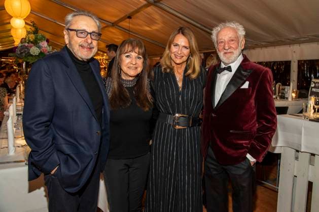 abb Wolfgang Stumph, Christine Stumph Christiane Zander and Dieter Hallervorden as guests at the gala dinner award ceremony at the 10th anniversary Baltic Lights Night 2026 celebrity charity sled dog race in aid of Welthungerhilfe on the Baltic Sea between the Ahlbeck sea bridge and the Heringsdorf sea bridge, Saturday 07 03 2026 in Heringsdorf MV Germany