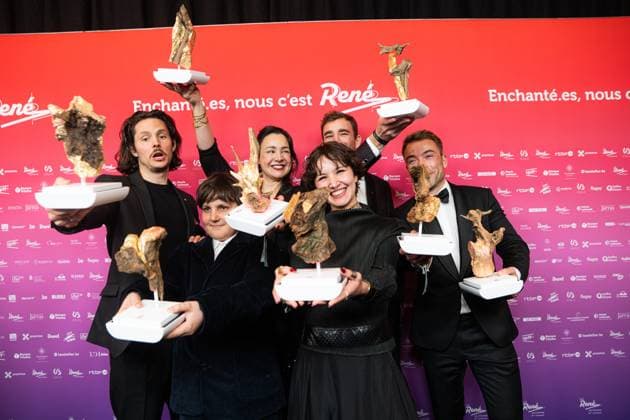 Multiple winner On vous croit team pose for the photographer at the 15th edition of the Rene du Cinema film awards ceremony, Saturday 07 March 2026, in Brussels. The awards are rewarded to movies of Belgian French-speaking producers.  EMILExWINDAL 166821875