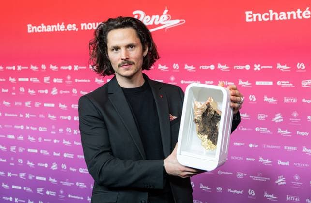 Nicolas Bier winner of the best edition poses for the photographer the 15th edition of the Rene du Cinema film awards ceremony, Saturday 07 March 2026, in Brussels. The awards are rewarded to movies of Belgian French-speaking producers.  EMILExWINDAL 166821885