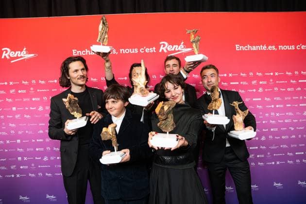 Multiple winners On vous croit team pose for the photographer at the 15th edition of the Rene du Cinema film awards ceremony, Saturday 07 March 2026, in Brussels. The awards are rewarded to movies of Belgian French-speaking producers.  EMILExWINDAL 166821973