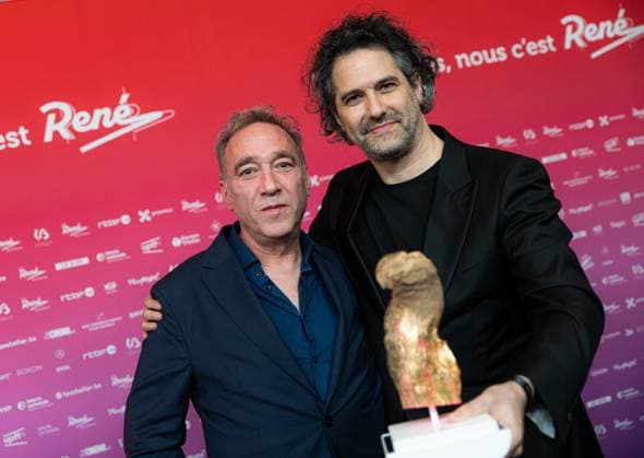 Alon Knoll and Gregory Zalcman pose for the photographer at the 15th edition of the Rene du Cinema film awards ceremony, Saturday 07 March 2026, in Brussels. The awards are rewarded to movies of Belgian French-speaking producers.  EMILExWINDAL 166823481