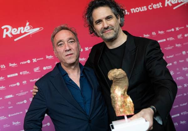 Alon Knoll and Gregory Zalcman pose for the photographer at the 15th edition of the Rene du Cinema film awards ceremony, Saturday 07 March 2026, in Brussels. The awards are rewarded to movies of Belgian French-speaking producers.  EMILExWINDAL 166823496