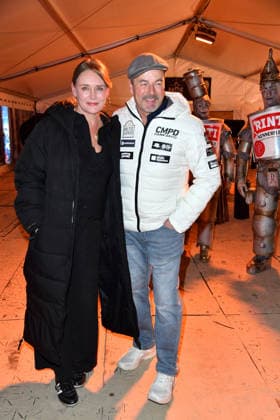 Till Demtroeder with his wife Julia Demtroeder at the BALTIC LIGHTS WARM UP 2026 charity sled dog race in Heringsdorf on Usedom on 07 03 2026