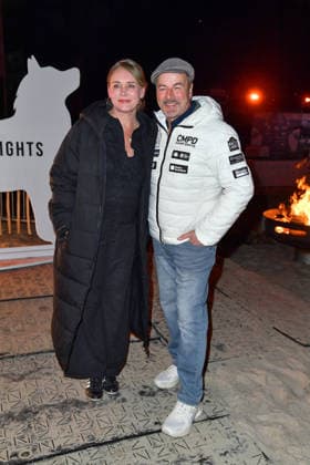 Till Demtroeder with his wife Julia Demtroeder at the BALTIC LIGHTS WARM UP 2026 charity sled dog race in Heringsdorf on Usedom on 07 03 2026