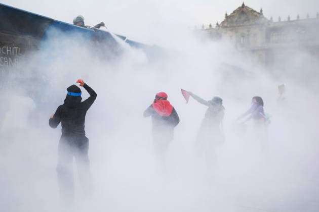 Demonstration to mark International Women s Day in Mexico City MEXICO CITY, MEXICO - MARCH 08: Women are sprayed with a fire extinguisher by riot police outside the Metropolitan Cathedral during a demonstration to mark International Women s Day, in Mexico City, Mexico on March 08, 2026. Thousands of women gathered in different groups to demand women’s rights and protest against gender-based violence during International Women’s Day events in Mexico s capital, ending outside the National Palace. Daniel Cardenas Anadolu Mexico City Mexico. Editorial use only. Please get in touch for any other usage.  Copyright: x2026xAnadoluxDanielxCardenasx