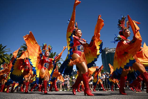 News Bilder des Tages #2 MOOMBA FESTIVAL PARADE, Colombian dancers during the 2026 Moomba Parade in Melbourne, Monday, March 9, 2026. ( NO ARCHIVING MELBOURNE VICTORIA AUSTRALIA  Copyright: xJOELxCARRETTx 20260309194061285450